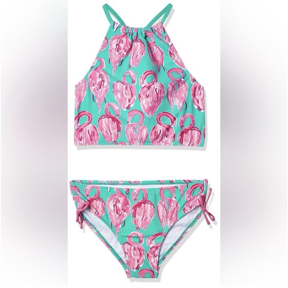 Kanu Surf Girls' Daisy UPF 50 Beach Sport Halter Tankini 2-Piece Swimsuit 12 NWT